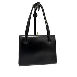 Vintage 1950s Faux Leather Handbag By John Wanamaker Top Clasp Open